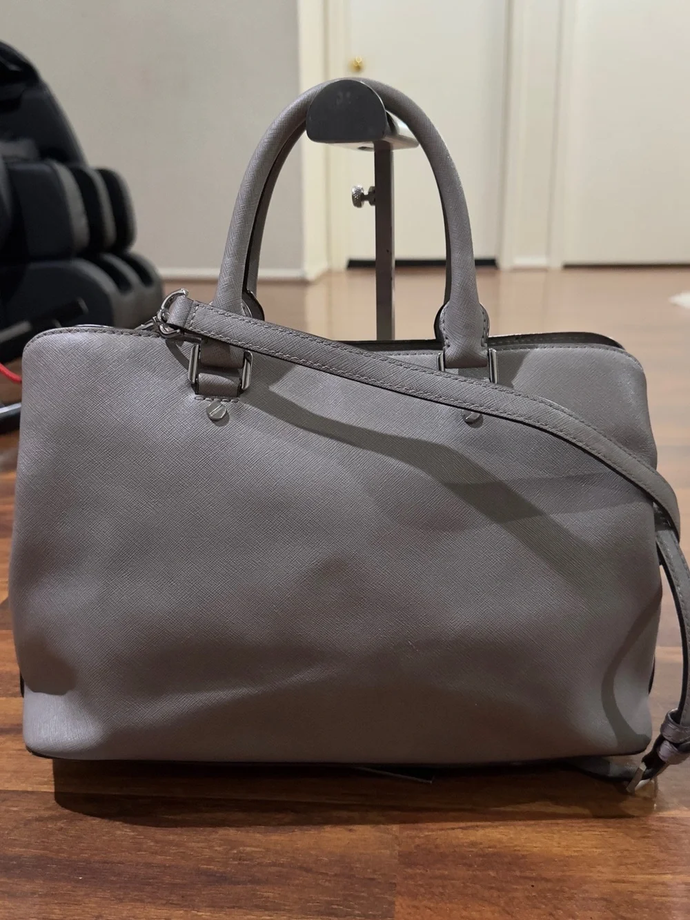 MICHAEL KORS GRAY SAVANNAH LARGE SATCHEL